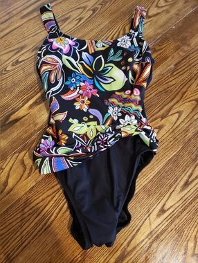 Longitude Swim One Piece Size 12 Tall Floral EUC